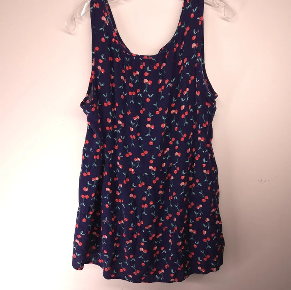Evri‎ Blue Sleeveless Blouse Tiered Cherries Tassel Ties Size 1X - Picture 5 of 5